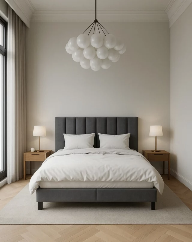 Another happy customer...
Unser Modell Lisboa von King Koil – hier im eleganten grauen Velours – ergänzt dieses Kundenschlafzimmer perfekt. Kombiniert mit der Metropolitan Cashmere-Silk Matratze, die dank edler Naturmaterialien für außergewöhnliche Atmungsaktivität und luxuriösen Liegekomfort sorgt.